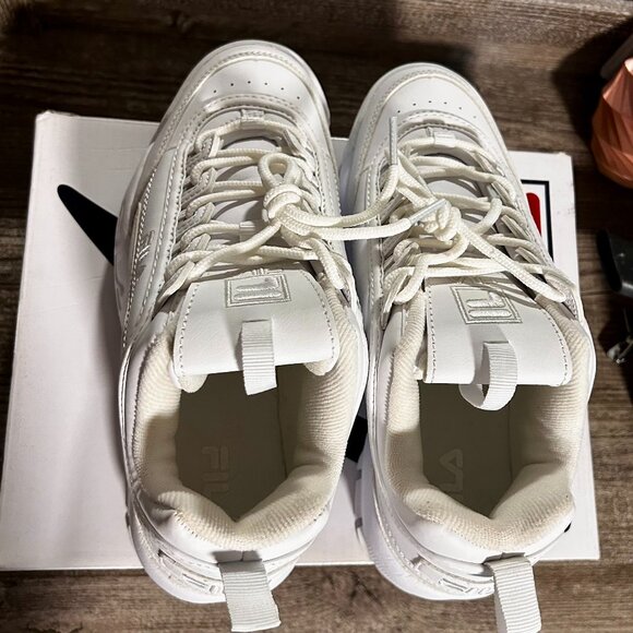 Triple White Fila Disruptor 2 - US W's 7, M's 5.5, Kid's 5.5 - Picture 3 of 6